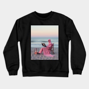 Soft Pink Ninja: Minimal Beach Reading Crewneck Sweatshirt